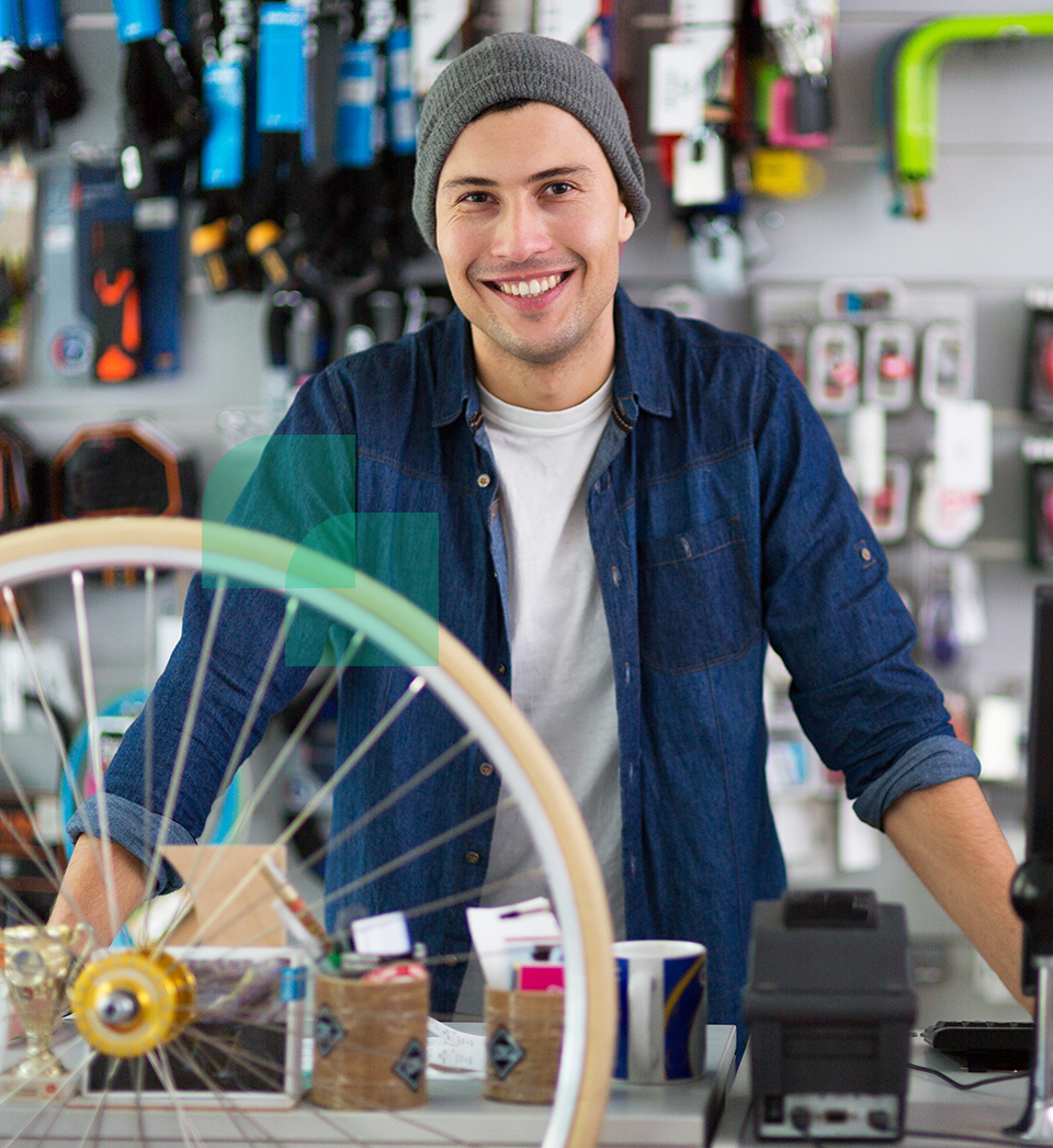 Man entrepeneur bike shop