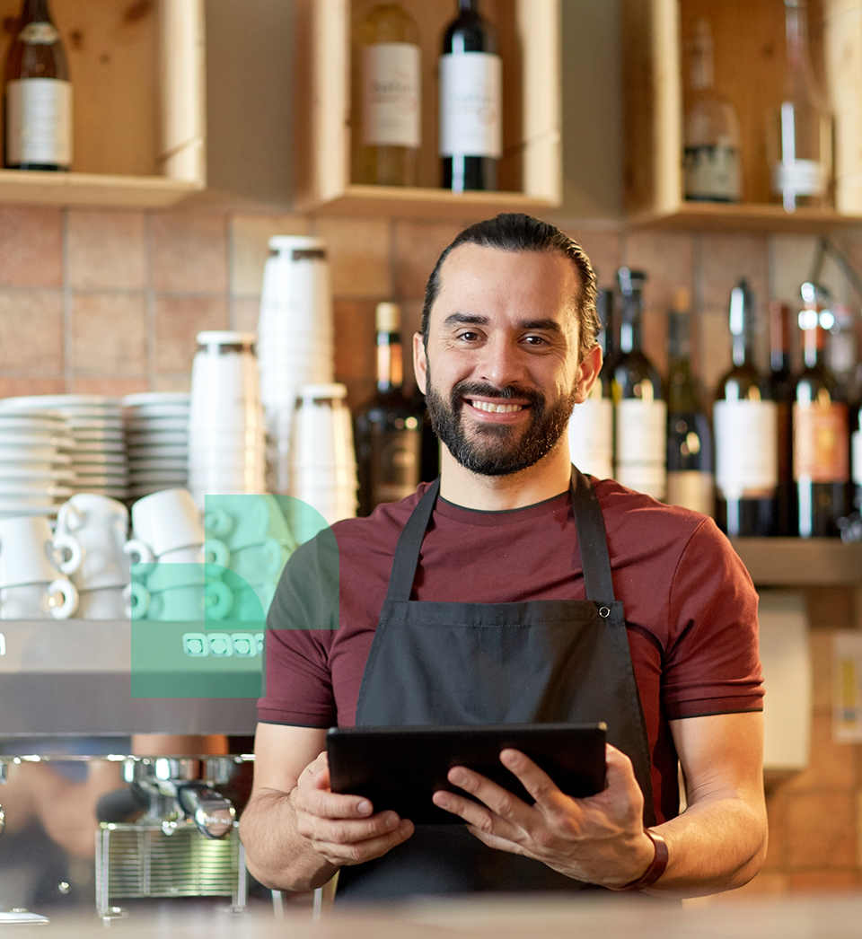 Man entrepeneur on table